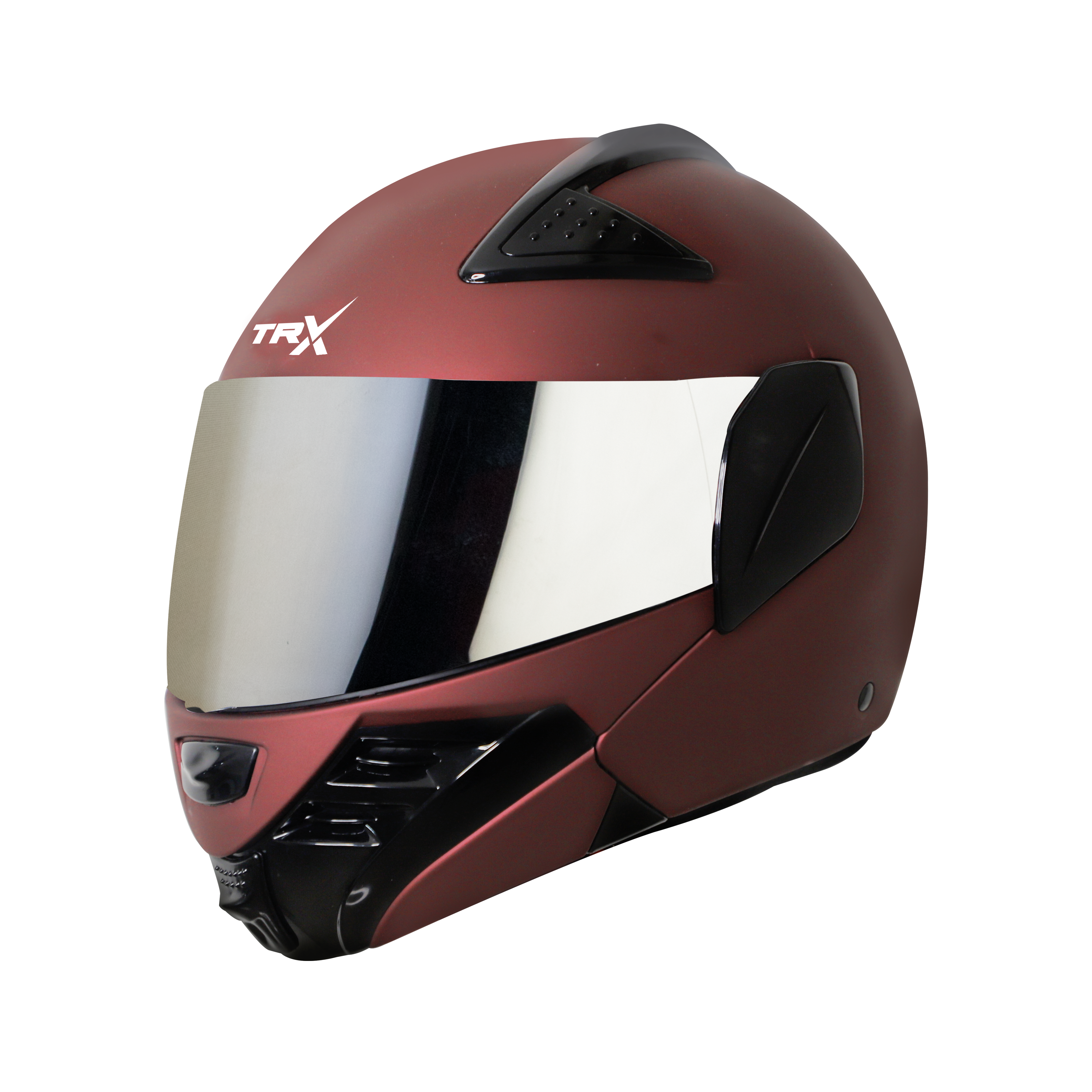 Steelbird SB-34 TRX ISI Certified Flip-Up Helmet For Men And Women (Matt Maroon With Chrome Silver Visor)